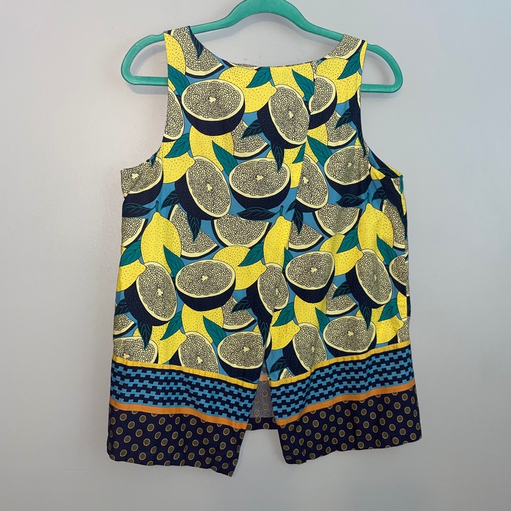 EUC Ann Taylor Factory Split Open Back Sleeveless Lemon Tank Top Size Small - Picture 3 of 4